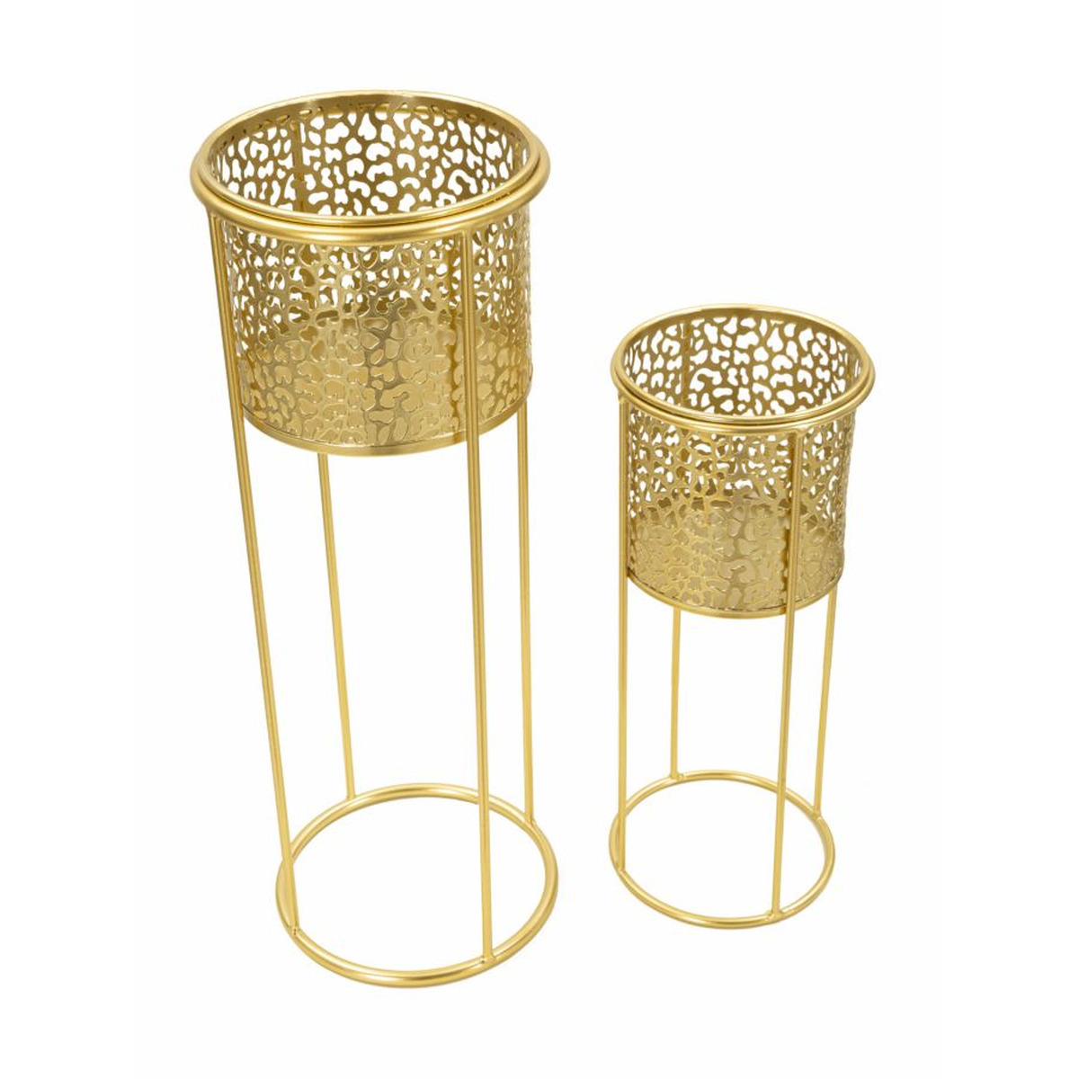 Kendra Home - Set di 2 Vasi per Piante VKH407, Oro, 17x17x46 cm