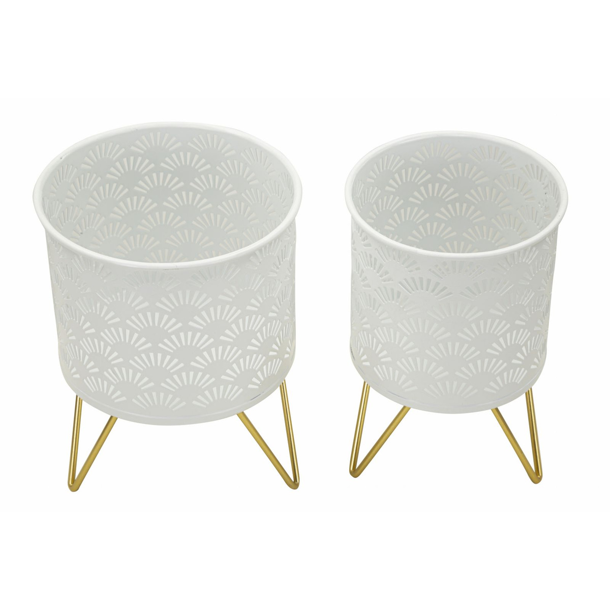Kendra Home - 2 pcs Plant Pots Set VKH412, Gold, 16x16x20 cm