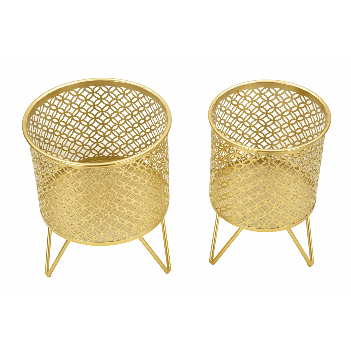 Kendra Home - Set di 2 Vasi per Piante VKH413, Oro, 16x16x20 cm