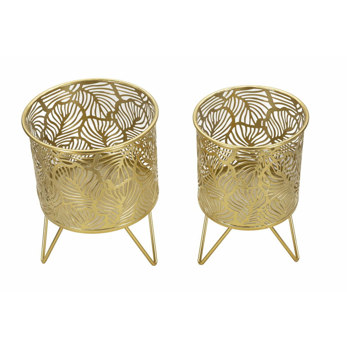Kendra Home - 2 pcs Plant Pots Set VKH414, Gold, 16x16x20 cm