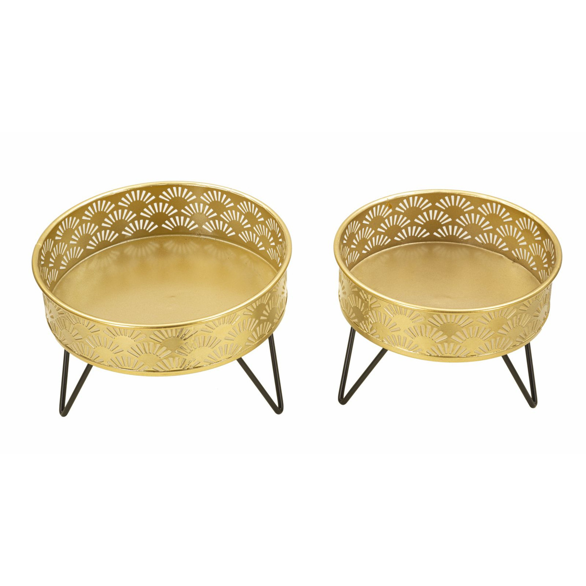 Kendra Home - Set di 2 Vasi per Piante VKH409, Oro, 20,5x20,5x13 cm