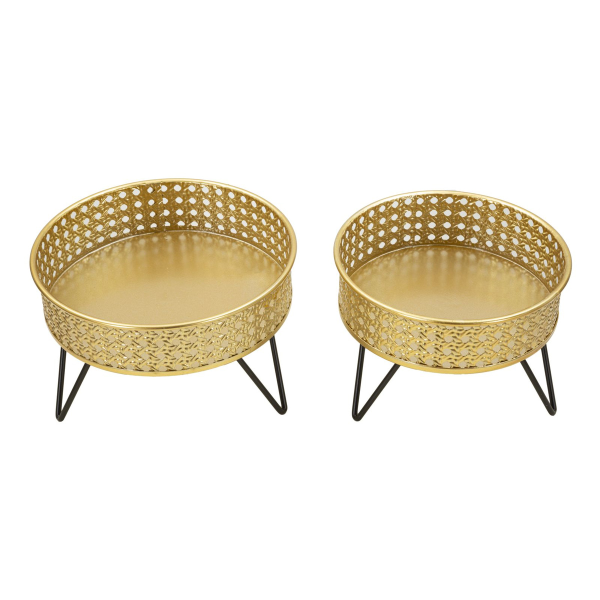 Kendra Home - Set di 2 Vasi per Piante VKH410, Oro, 20,5x20,5x13 cm