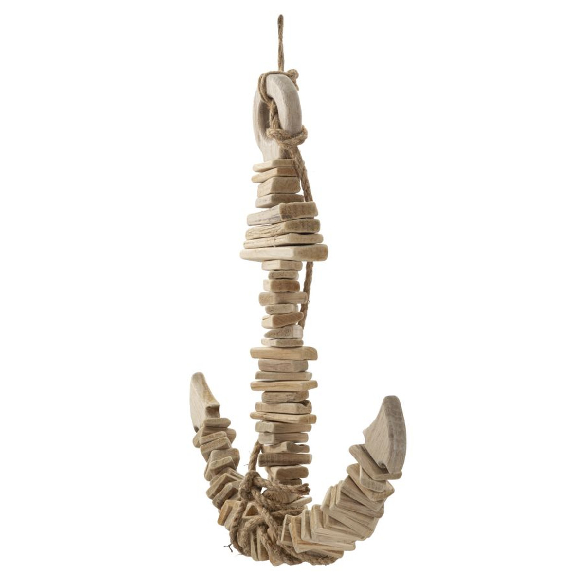 Kendra Home - Decorazione in Metallo e Legno Ancora, Marrone, 39x7x46 cm