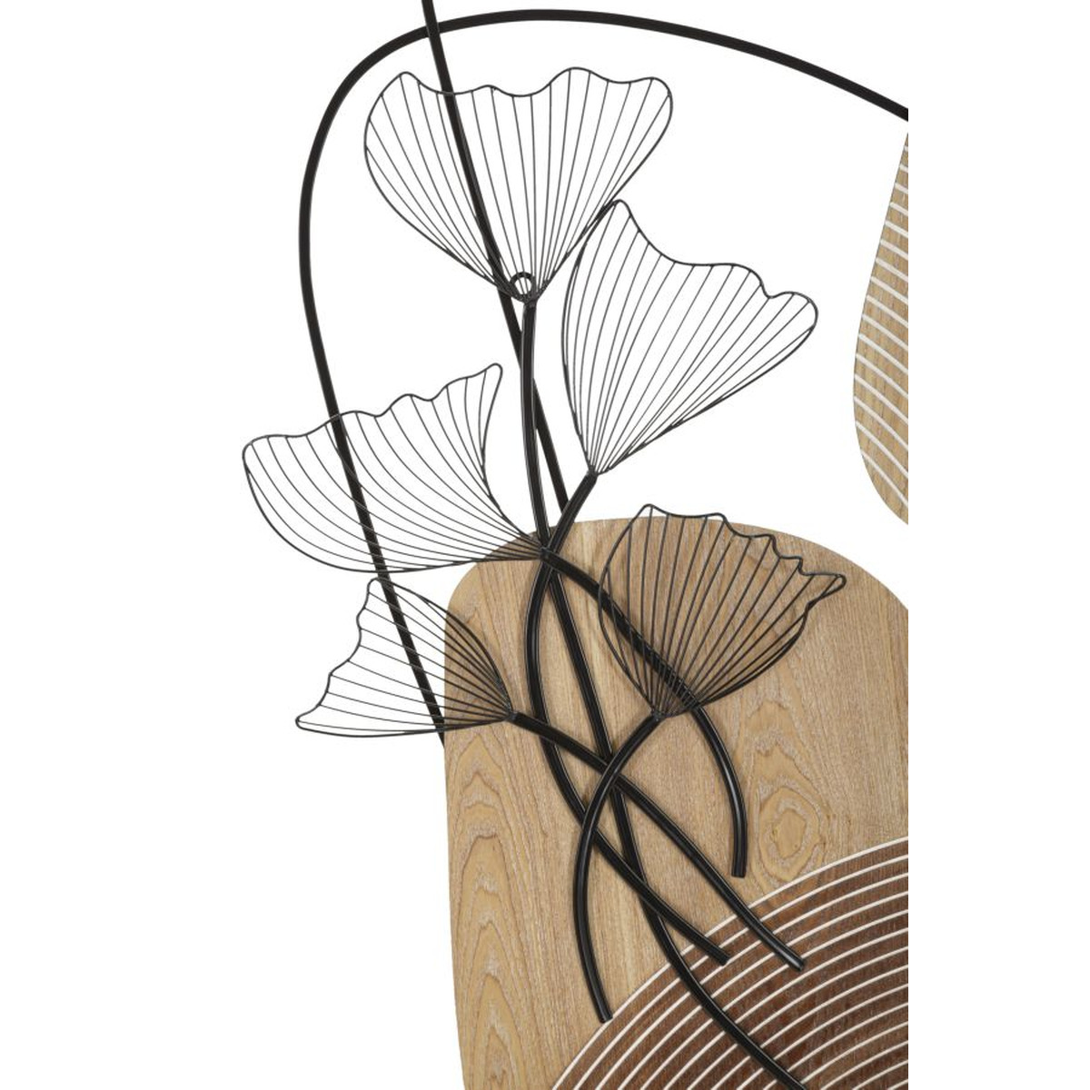 Kendra Home - Decorazione in Metallo e Legno Foglia 54, Marrone, 70x3x100 cm