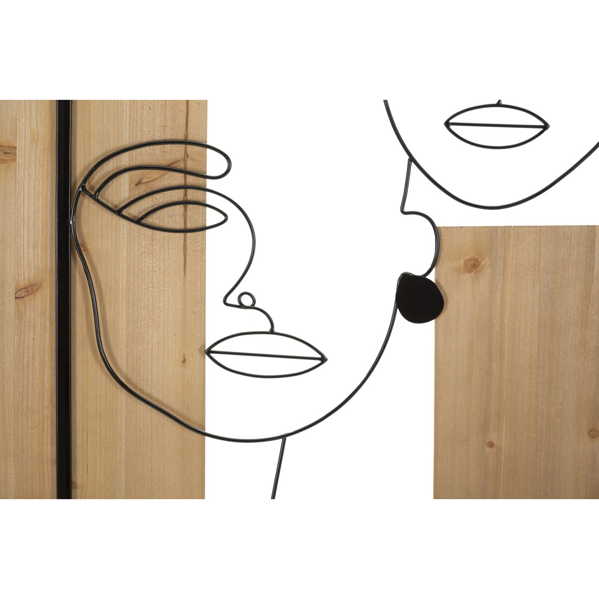 Kendra Home - Decorazione in Metallo e Legno Volti, Marrone, 63x2x90 cm