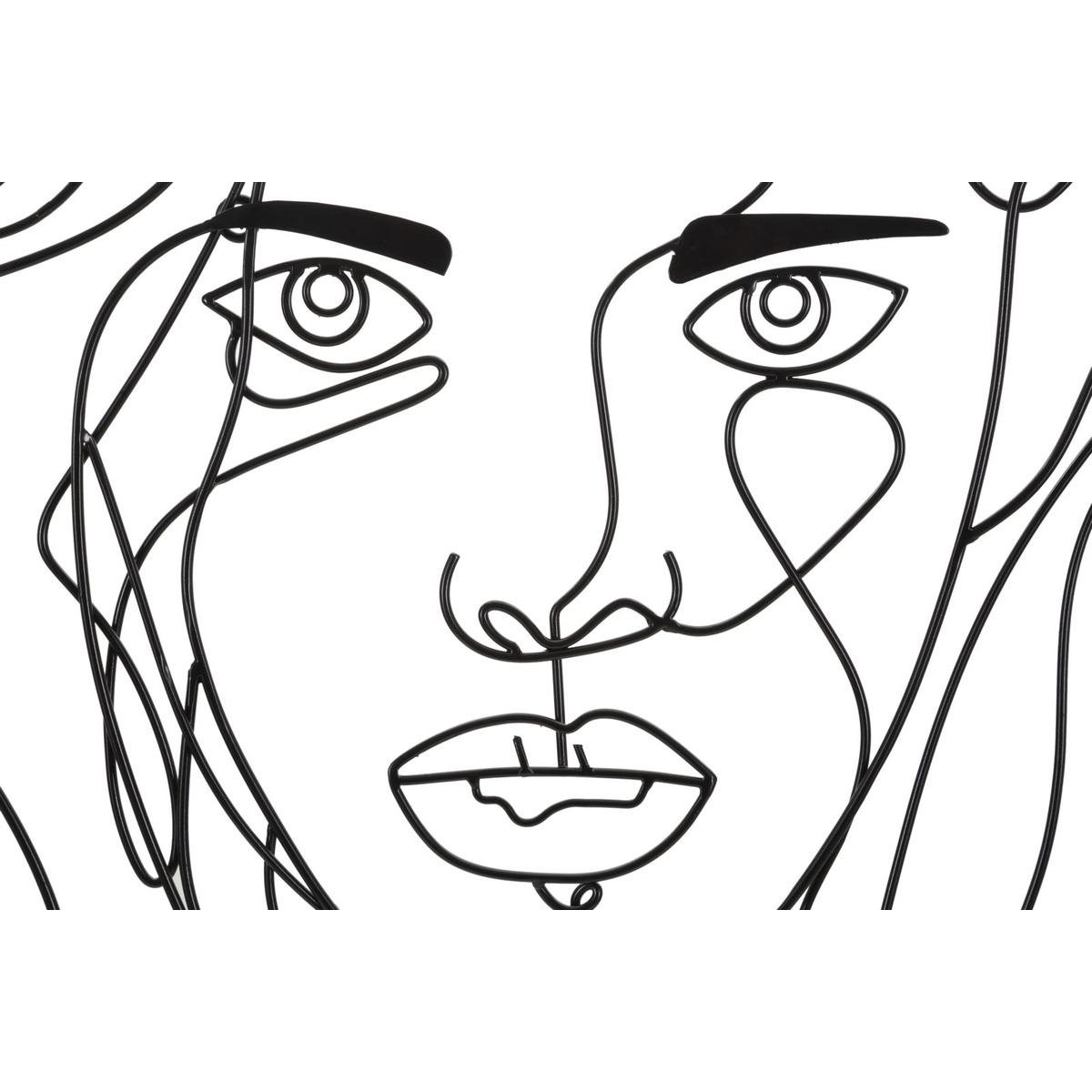 Kendra Home - Decorazione in Metallo Viso 4, Nero, 57,5x1,3x80 cm