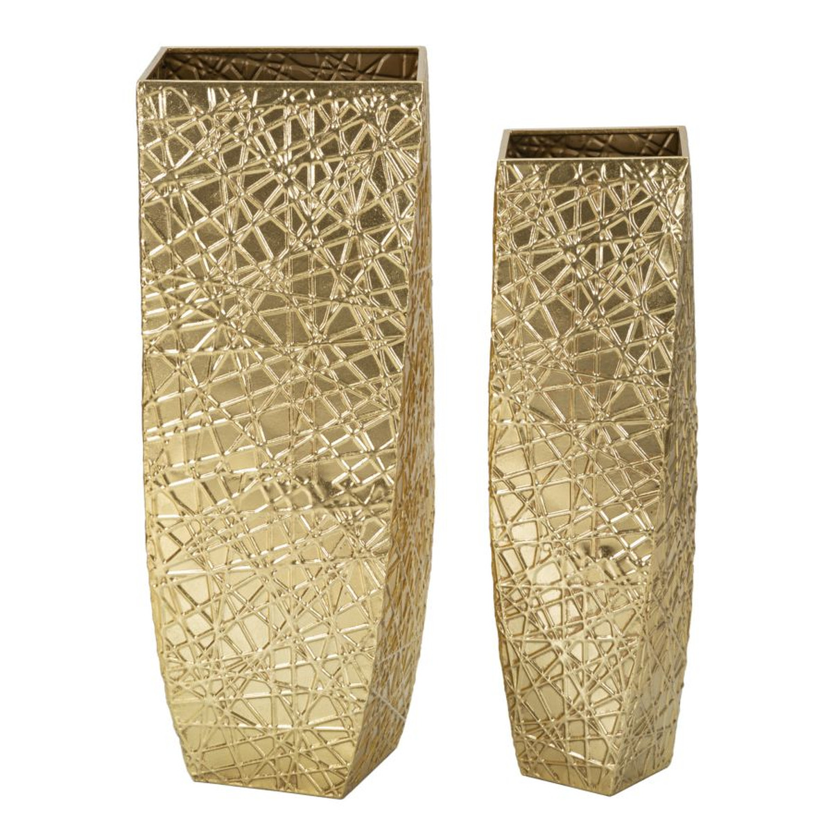 Kendra Home - Set di 2 Vasi Decorativi VKH389, Oro, 34x34x90 cm