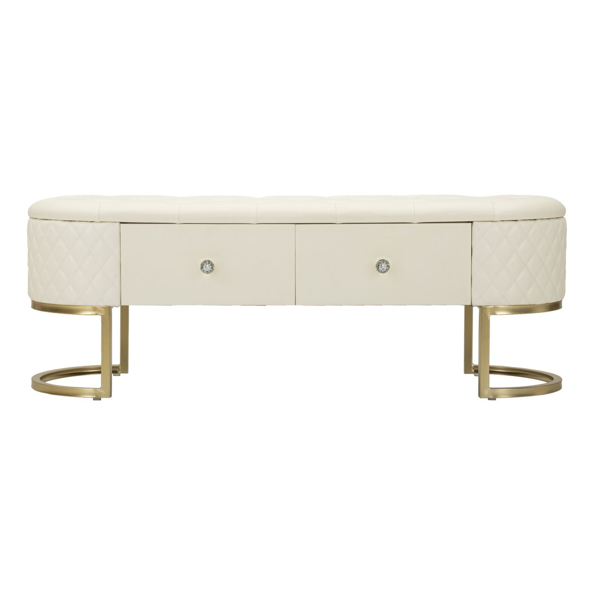 Kendra Home - Panca con Portaoggetti VKH302, Bianco, 120x40x43 cm