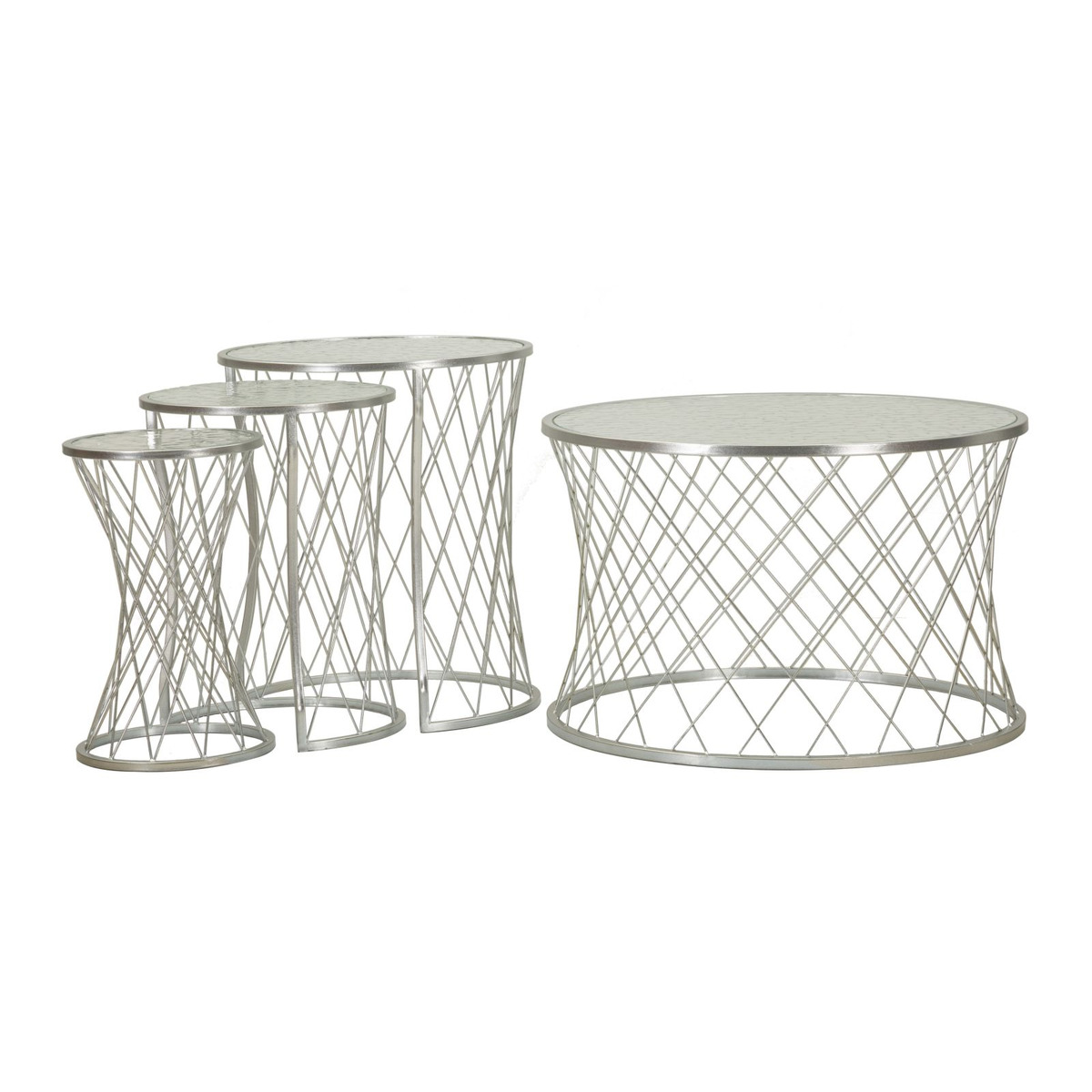 Kendra Home - Set Tavolini VKH571, Argento, 70x70x45 cm