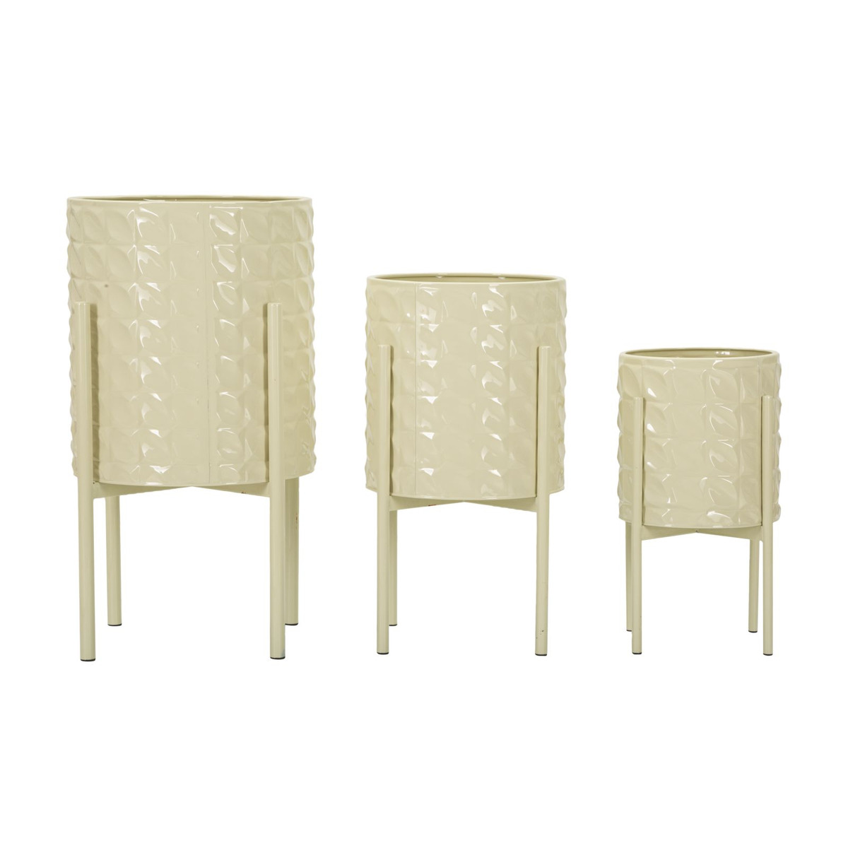 Kendra Home - Set di 3 Vasi per Piante VKH427, Beige, 36x36x56,5 cm