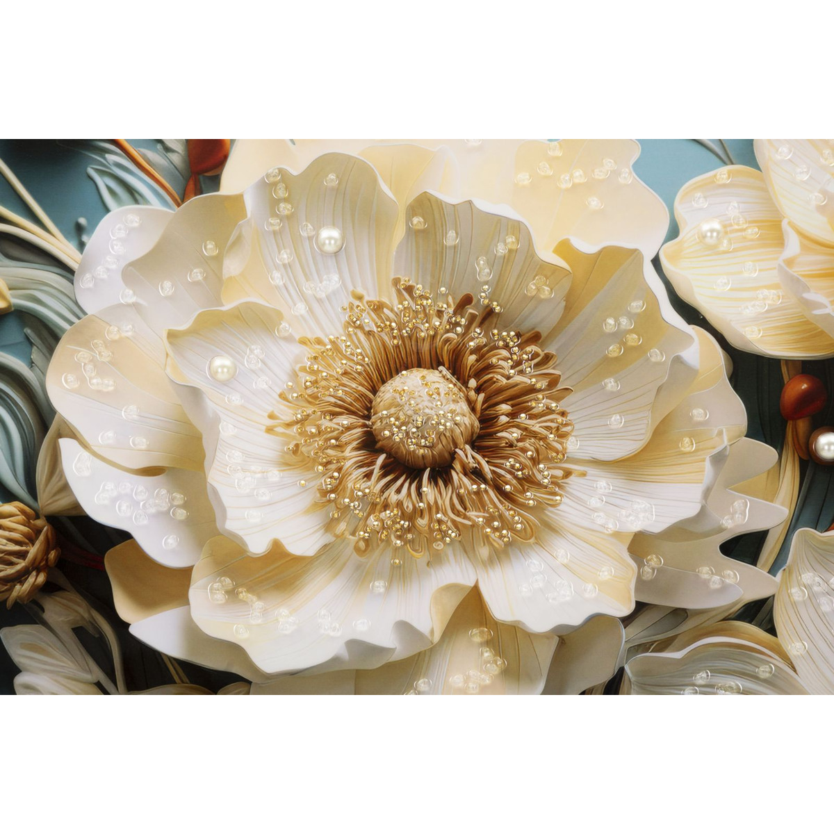 Kendra Home - Stampa su Tela Fiori 71, Multicolore, 82x4x82 cm