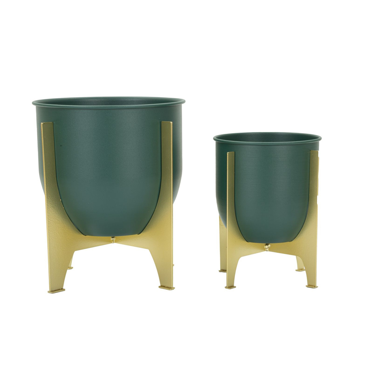 Kendra Home - Set di 2 Vasi per Piante VKH396, Verde, 24,5x24,5x2 cm