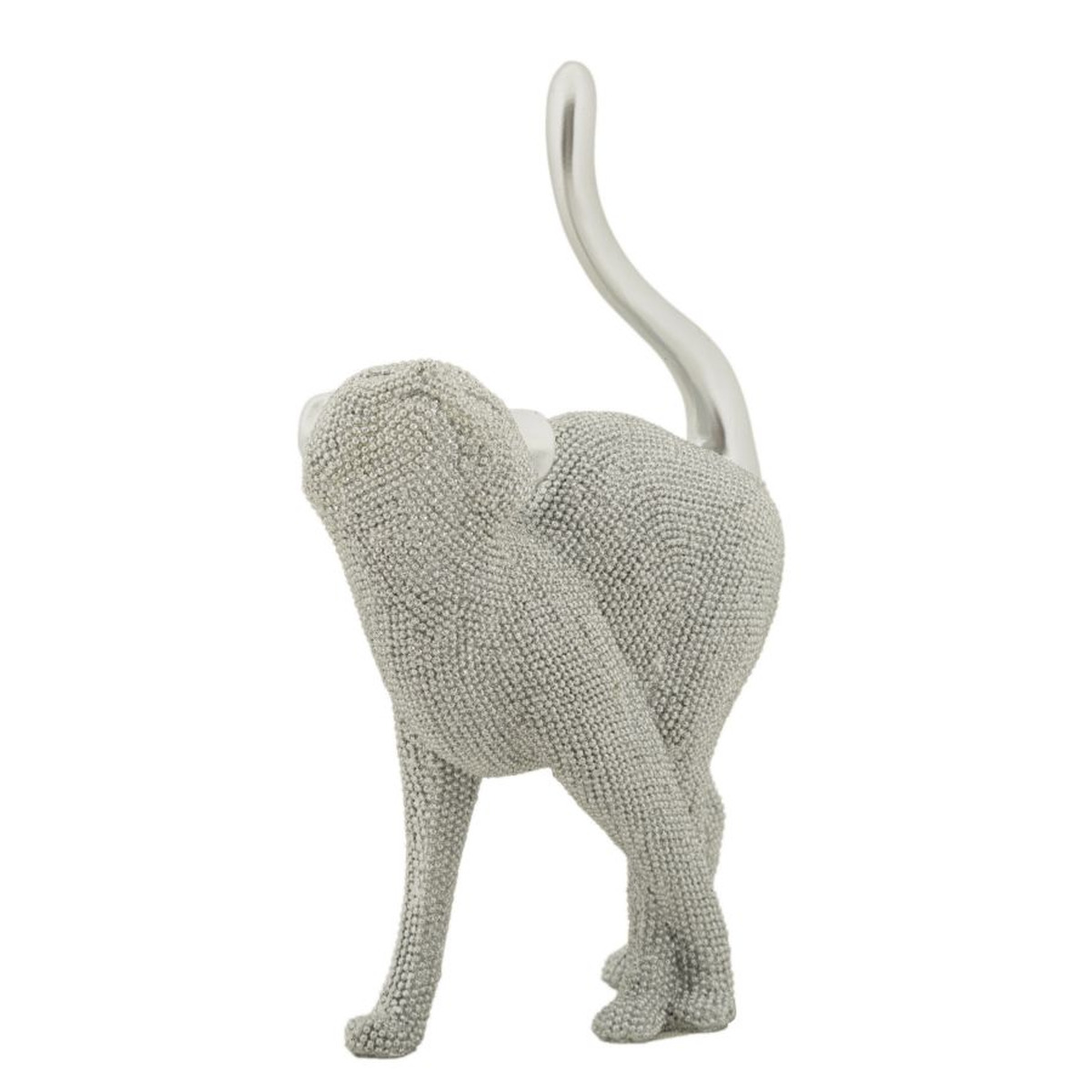 Kendra Home - Sculpture Cats 4, Silver, 17,5x9x26 cm
