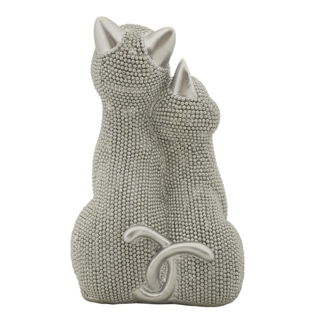 Kendra Home - Scultura Gatti 1, Argento, 13x10x21 cm