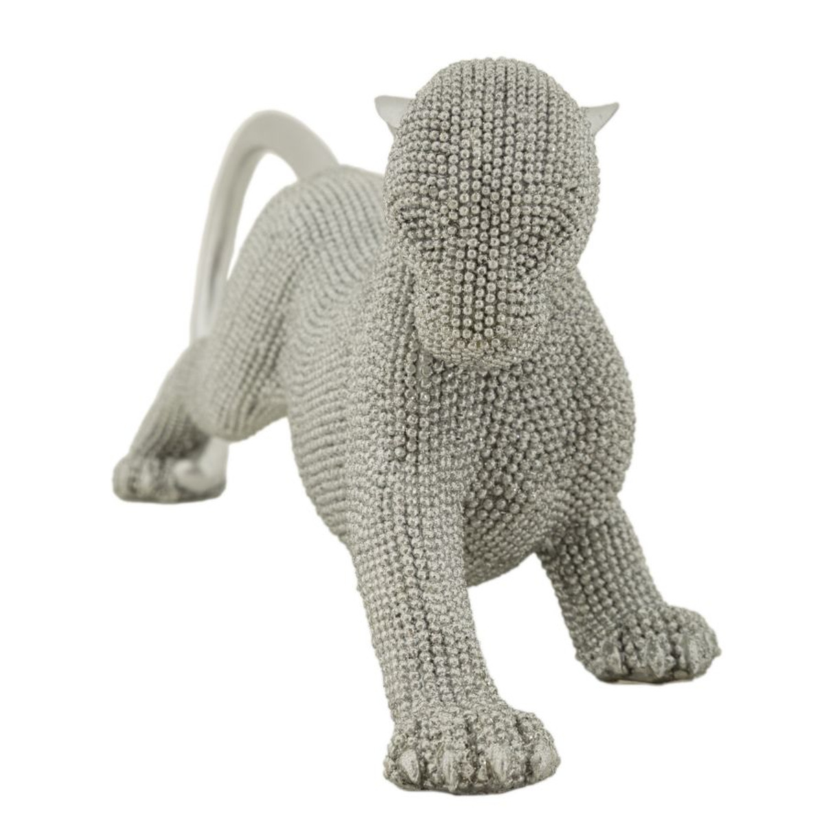 Kendra Home - Sculpture Cats 5, Silver, 32x9x11 cm