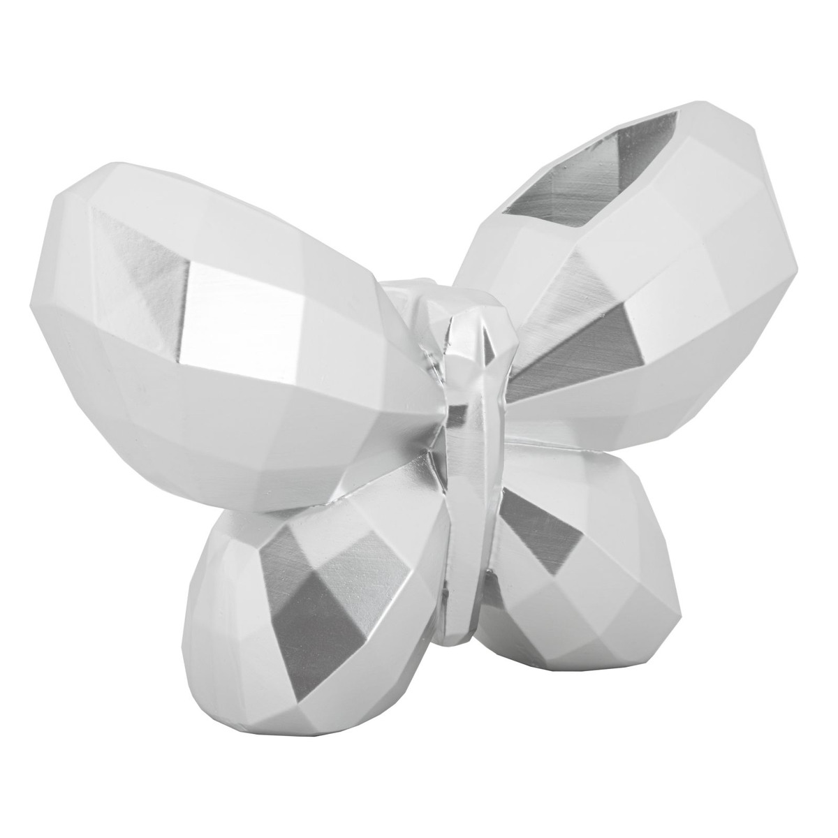 Kendra Home - Vaso Decorativo Farfalla, Argento, 15x22,5x8 cm