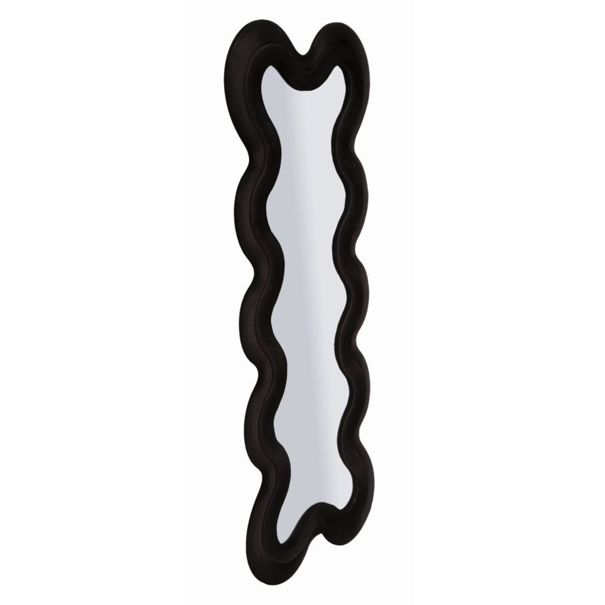 Kendra Home - Specchio con Cornice Onda 5, Nero, 58x4x160 cm