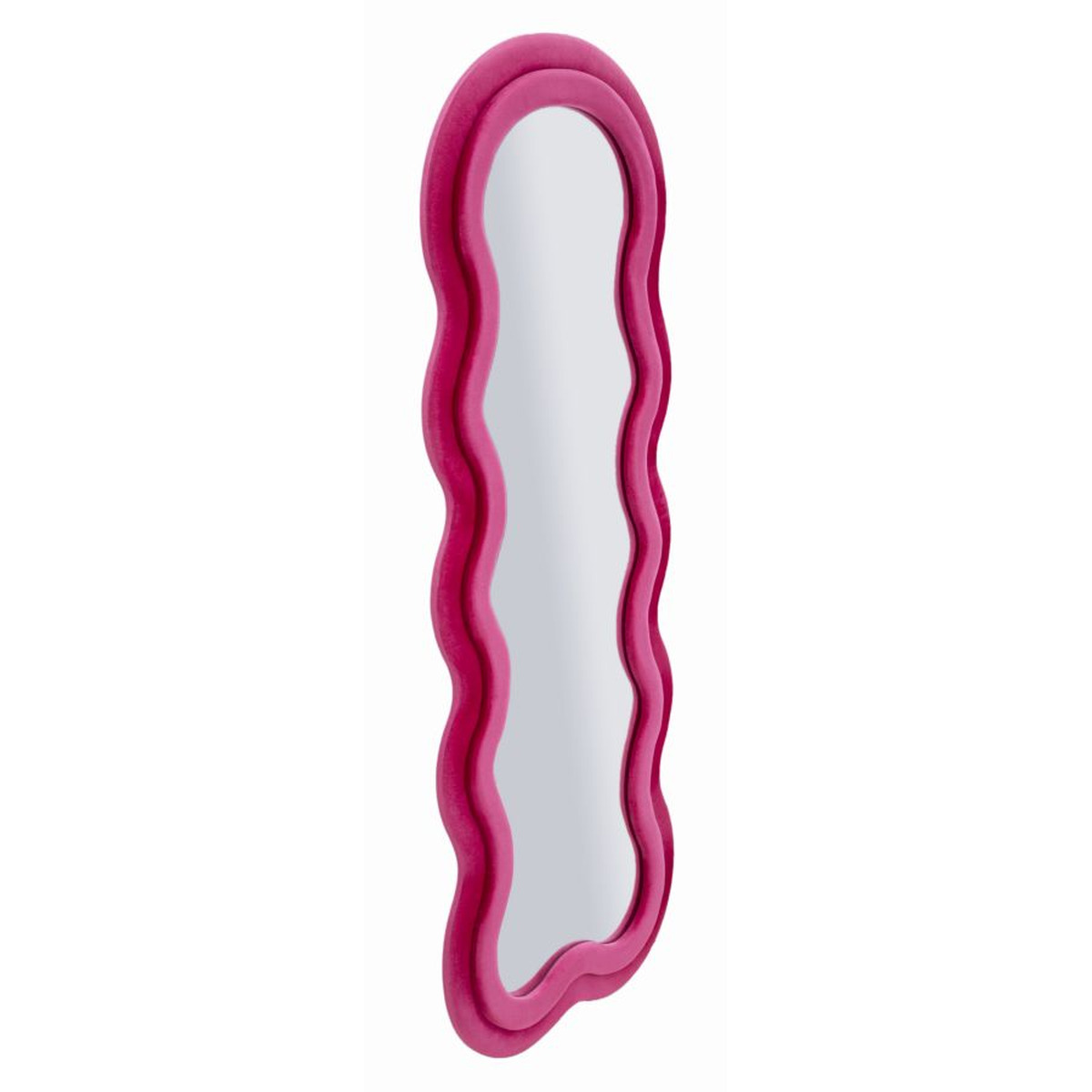 Specchio da parete Miki XL con cornice in velluto fucsia