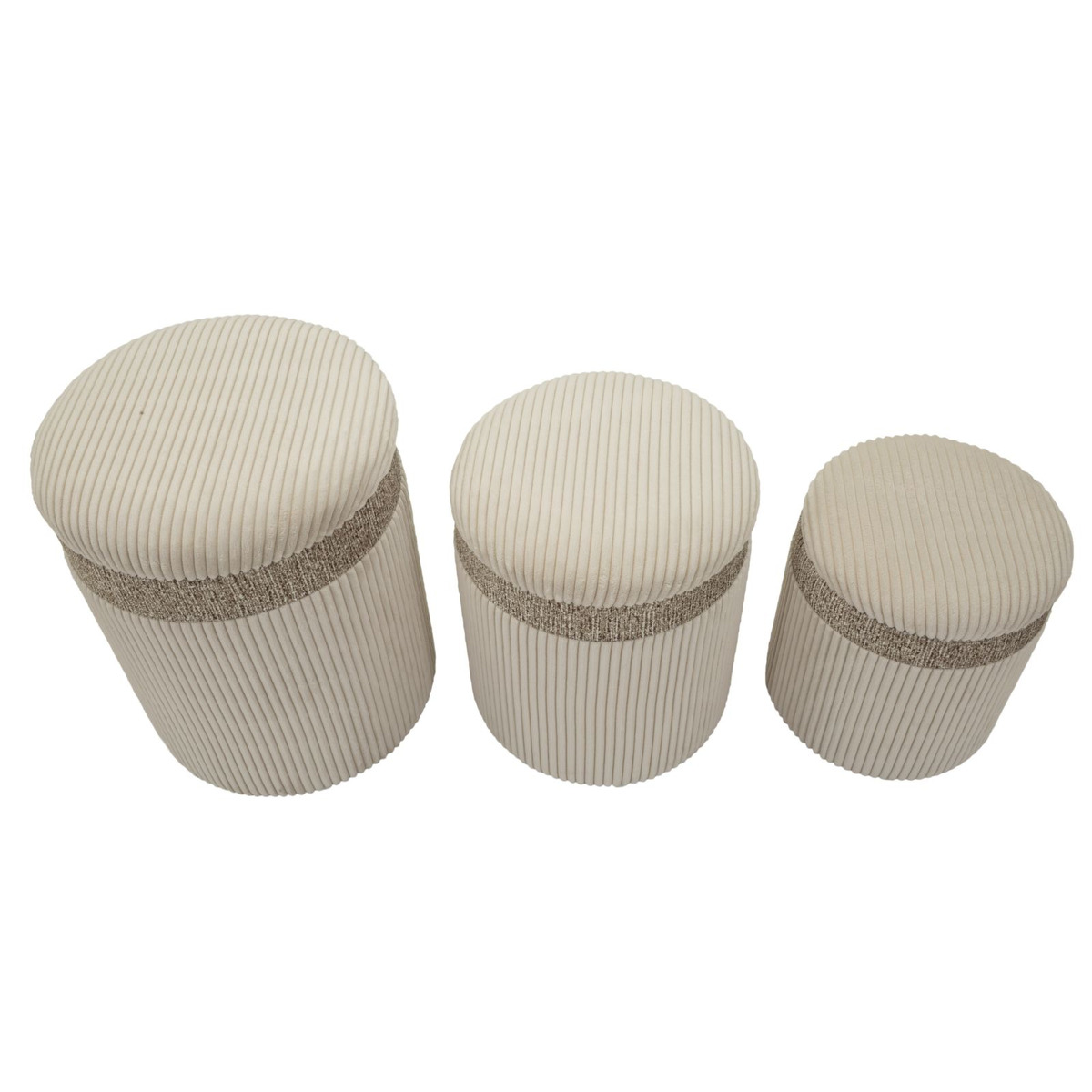 Kendra Home - Set di 3 Pouf VKH768, Beige, 40,5x40,5x49,5 cm