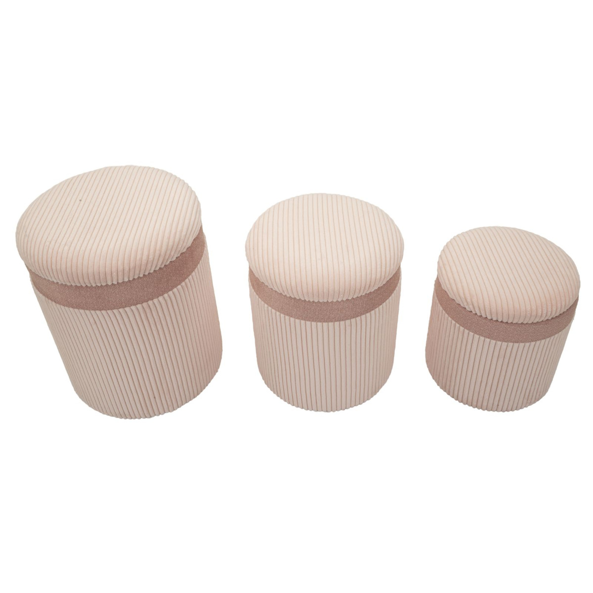 Kendra Home - Set di 3 Pouf VKH769, Rosa, 40,5x40,5x49,5 cm
