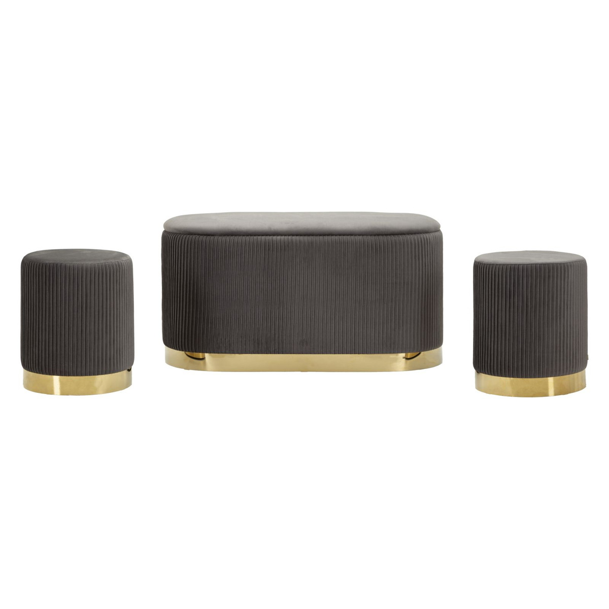 Kendra Home - Panca con Portaoggetti VKH875, Grigio, 80x37x42 cm