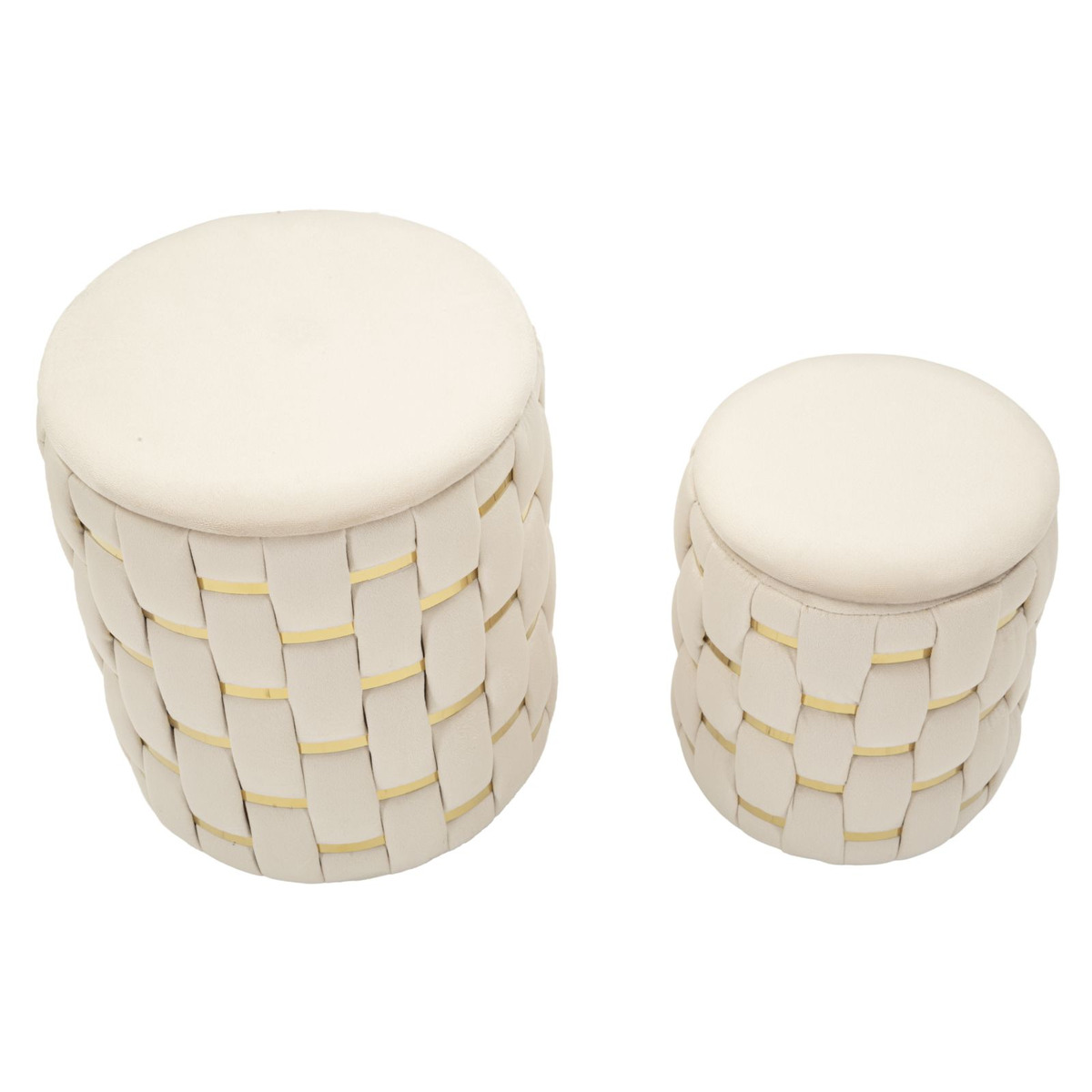 Kendra Home - 2 pcs Poufs Set VKH871, Beige, 37x37x42 cm