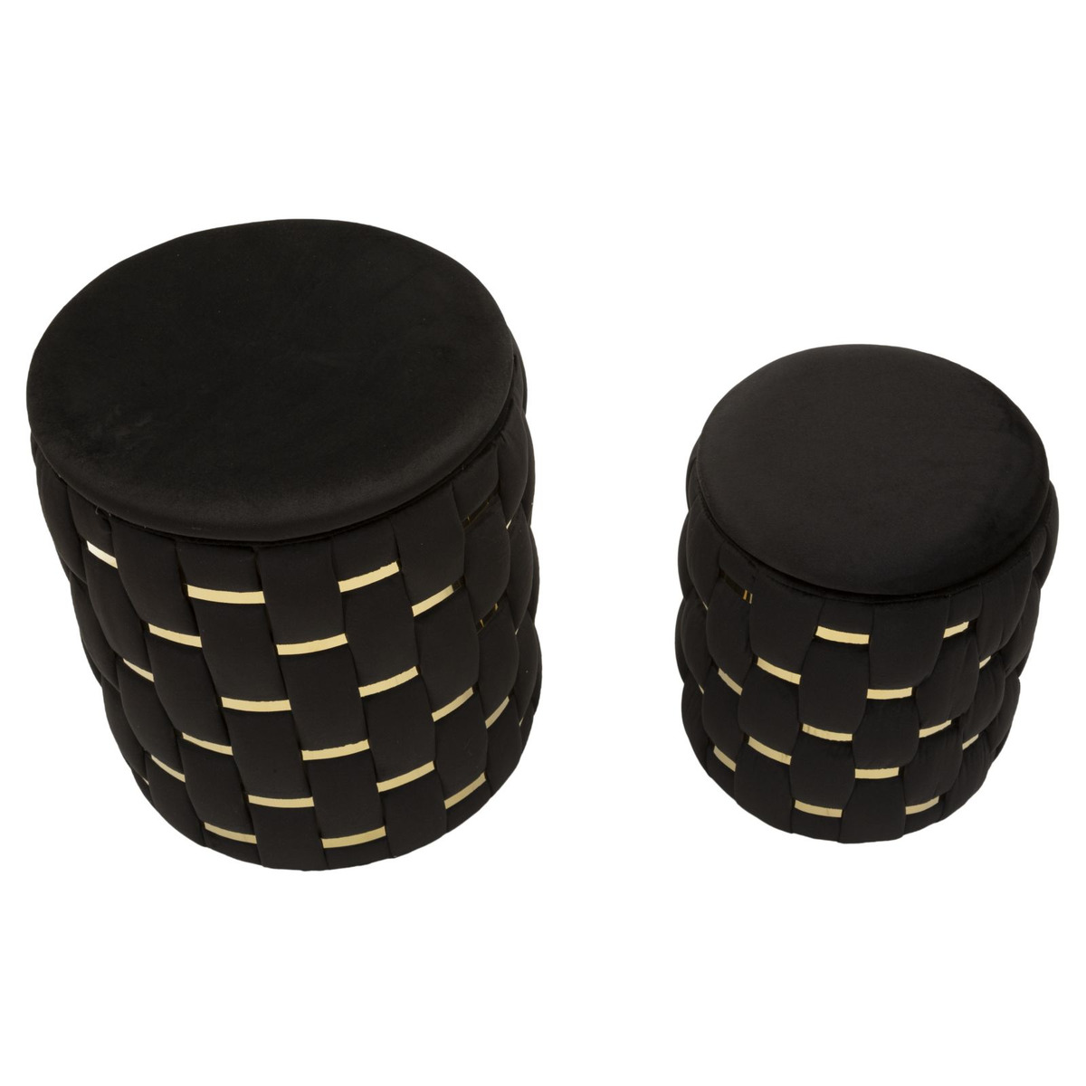 Kendra Home - Set di 2 Pouf VKH872, Nero, 37x37x42 cm