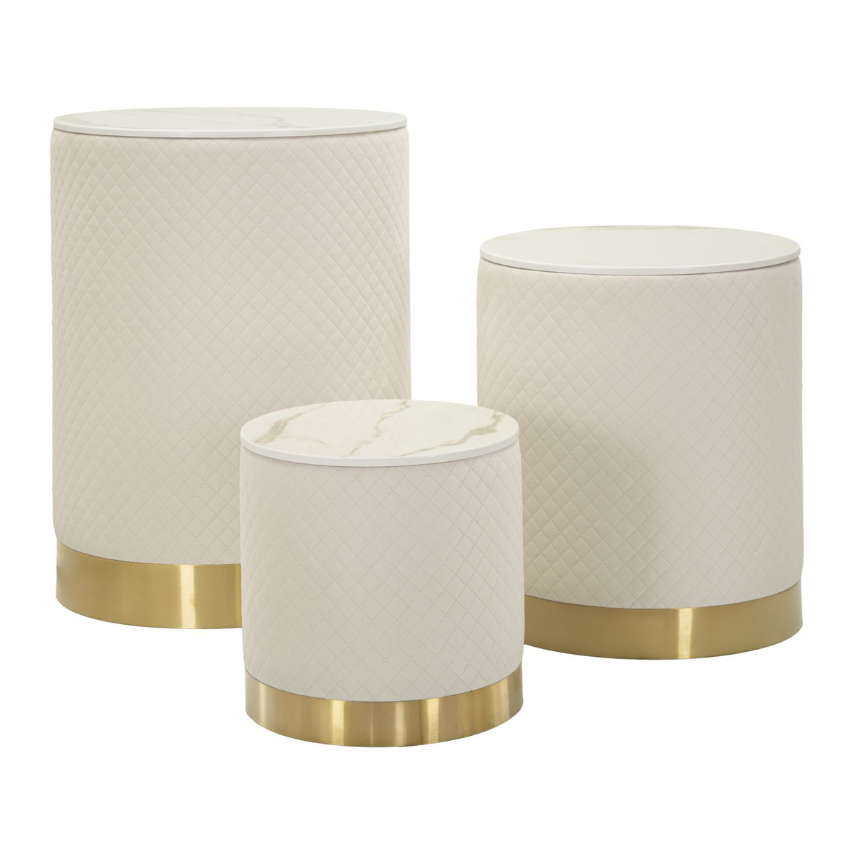 Kendra Home - Set di 3 Pouf VKH770, Beige, 60x60x80 cm