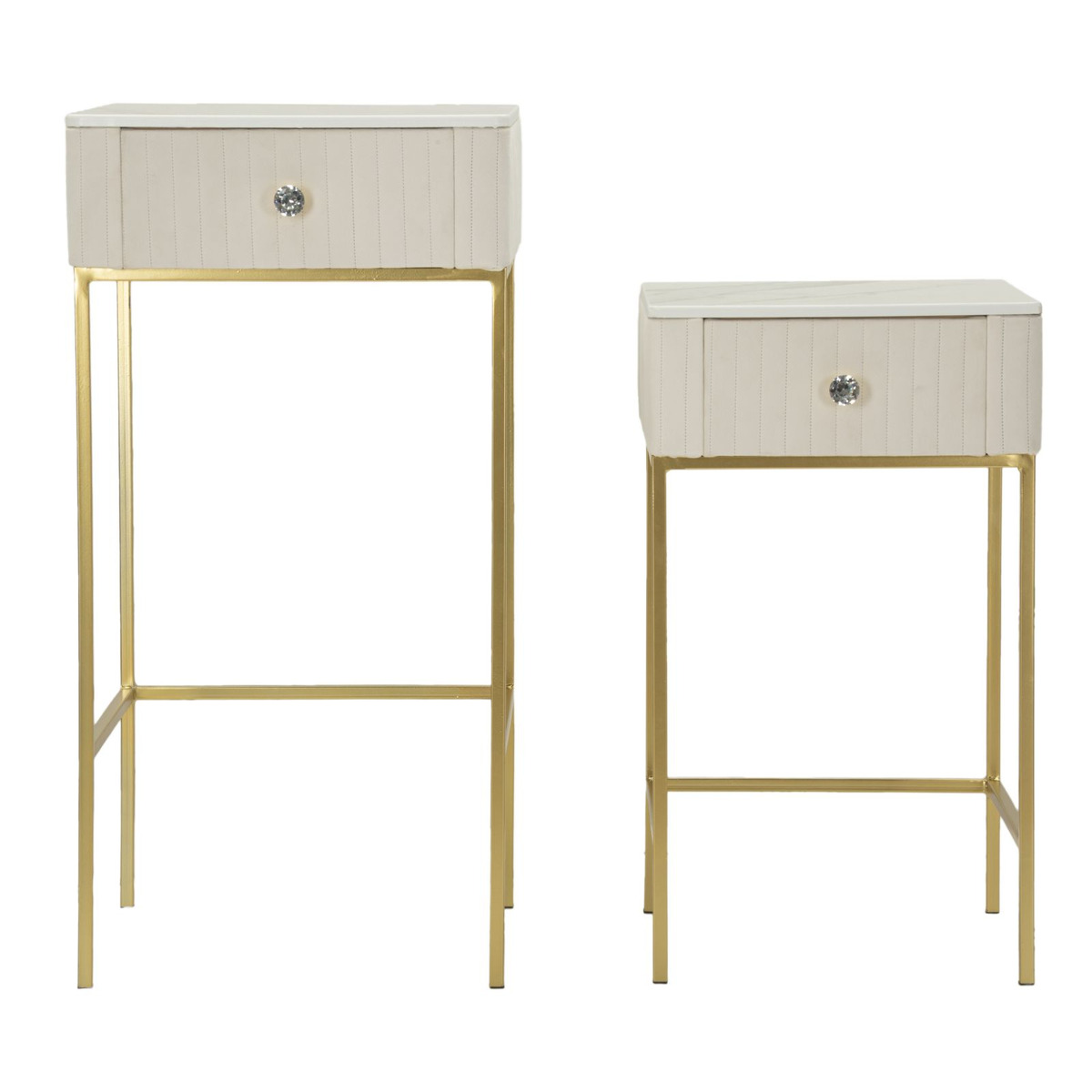 Kendra Home - Set Tavolini VKH771, Beige, 45x45x90 cm