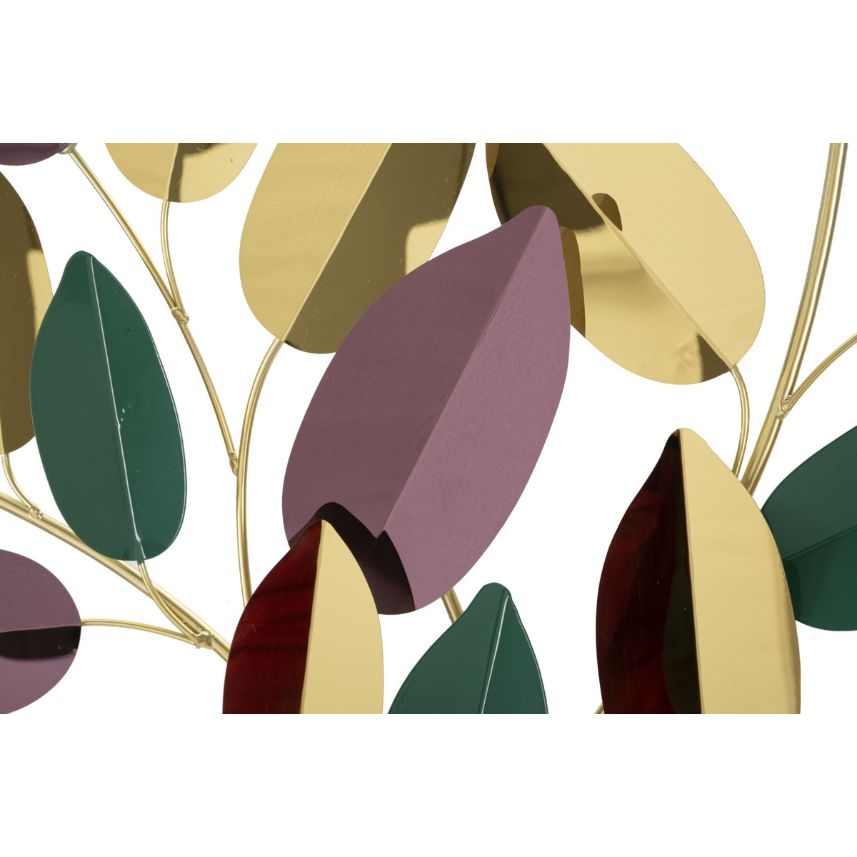 Kendra Home - Decorazione in Metallo 3D Foglie, Multicolore, 81,9x3,8x97 cm