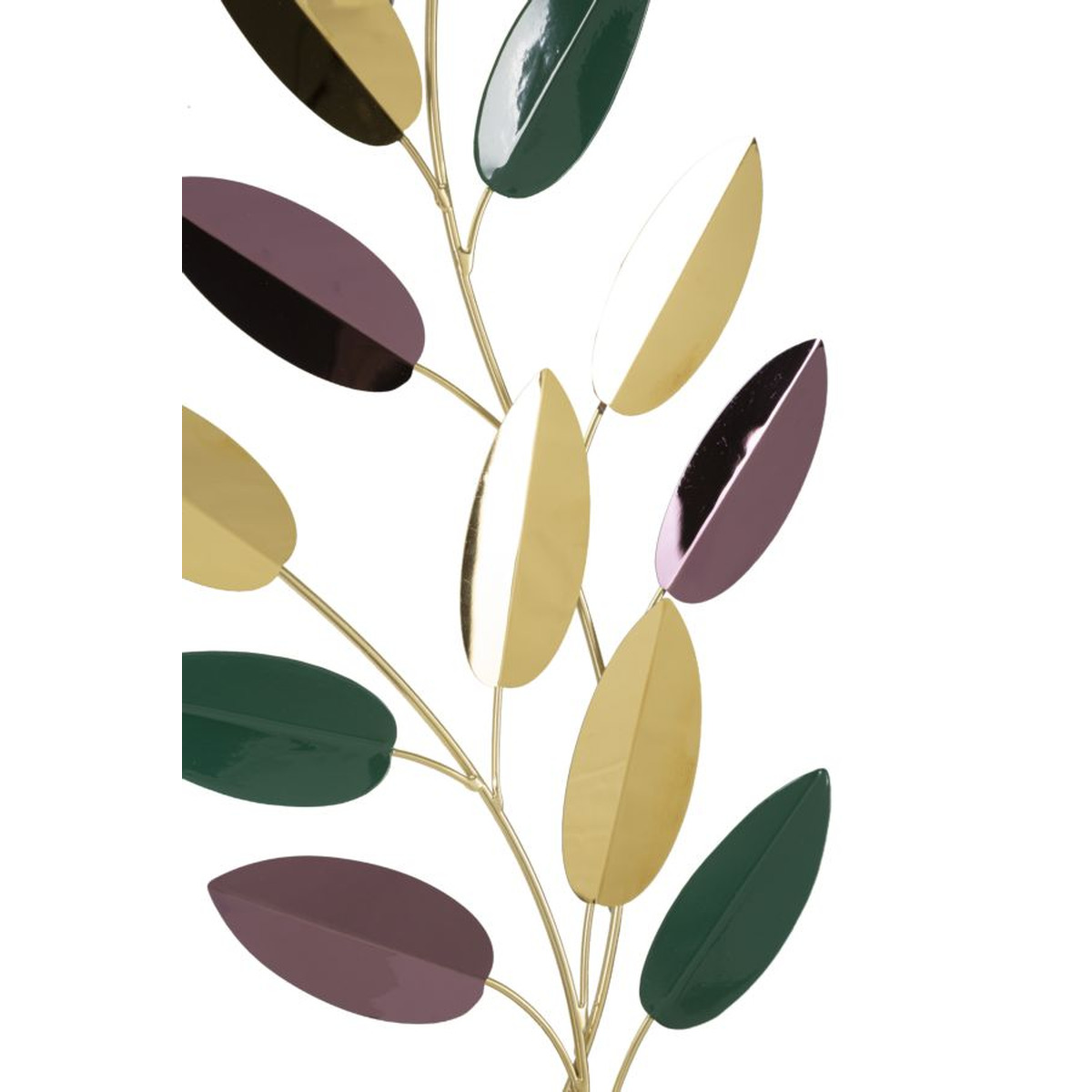 Kendra Home - Decorazione in Metallo 3D Foglie 2, Multicolore, 31x1,9x61 cm