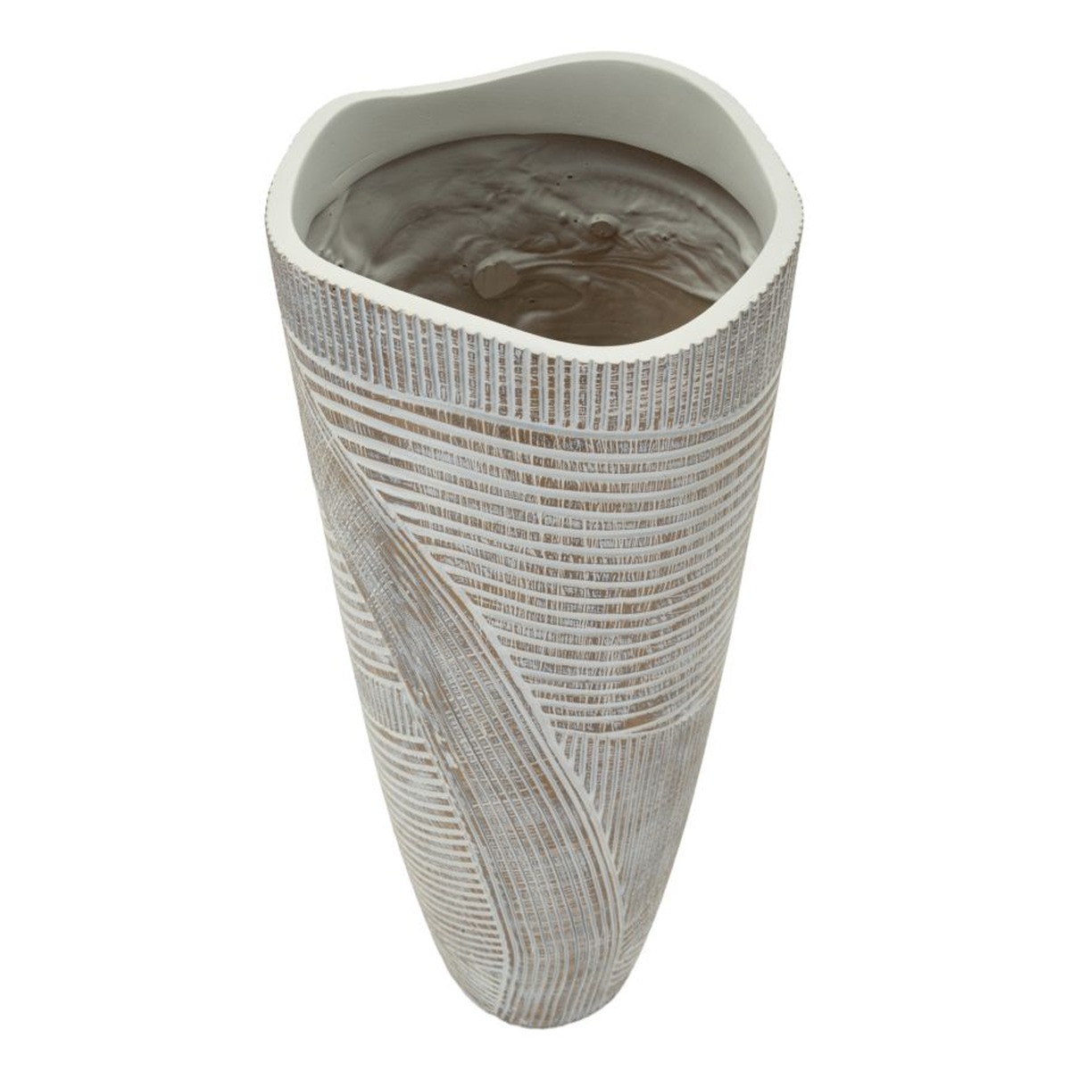 Kendra Home - Vaso Decorativo Linee, Bianco, 55x19x19 cm