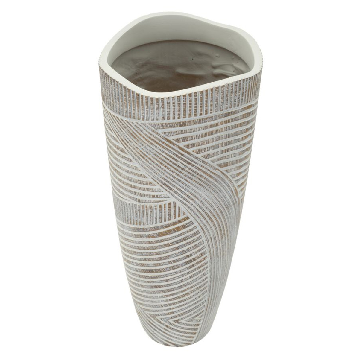 Kendra Home - Vaso Decorativo Linee, Bianco, 45x18x18 cm