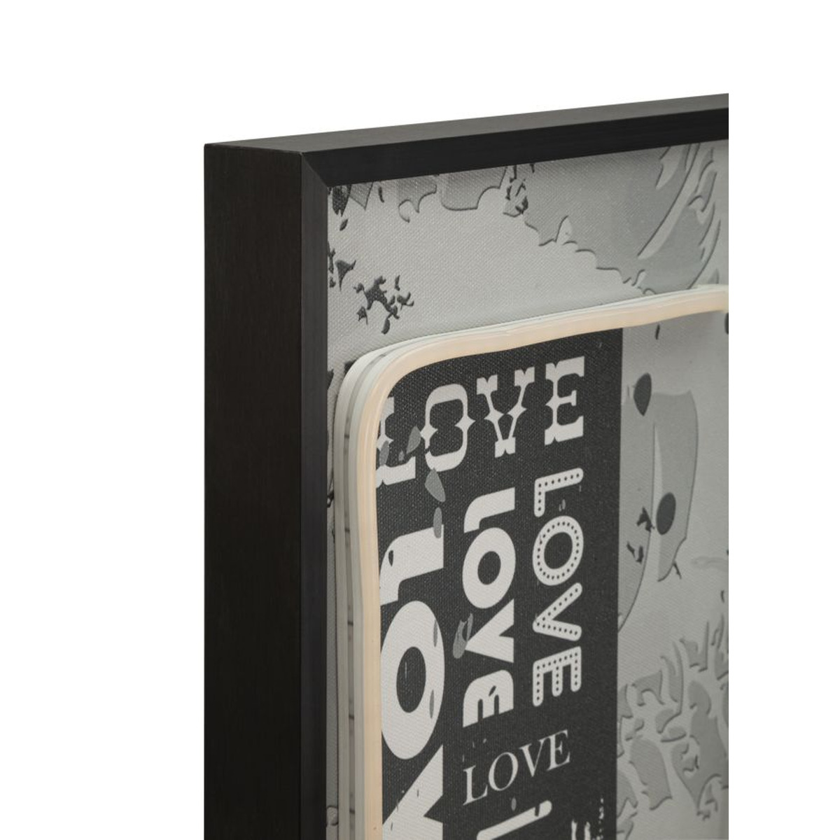 Kendra Home - Stampa su Tela con Cornice e LED Love, Multicolore, 60x3,5x90 cm