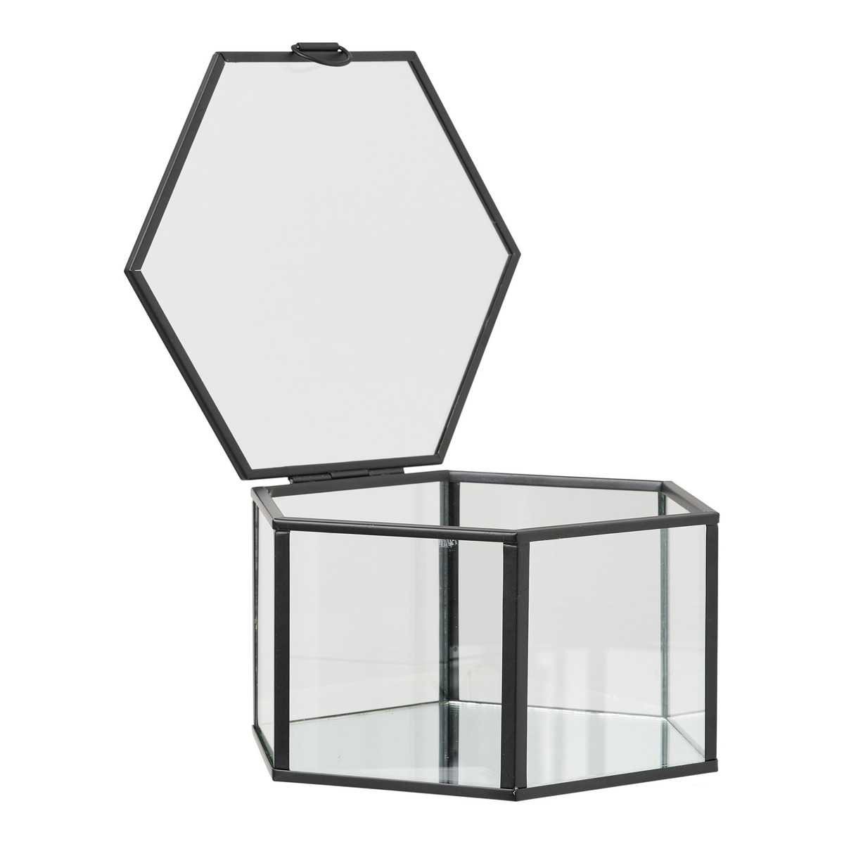 Set 2 scatole Torpe in vetro e metallo nero trasparente House Nordic