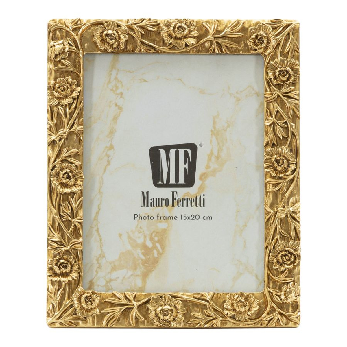 Cornice portafoto Poppy oro con decoro a papaveri 15x20 cm