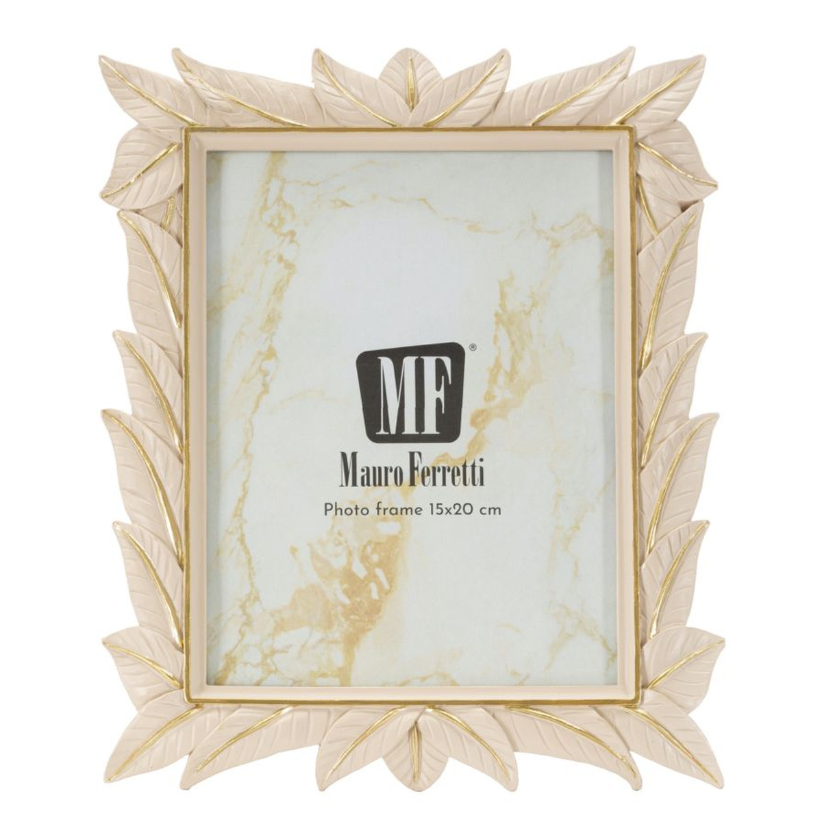 Cornice portafoto Leaffy in resina crema 15x20