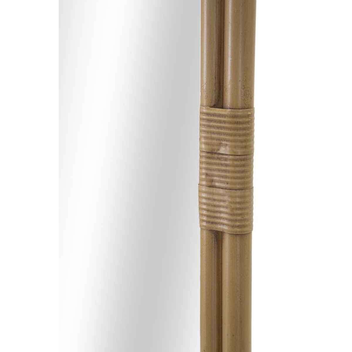 Specchio da terra Panama con cornice in ferro e rattan boho
