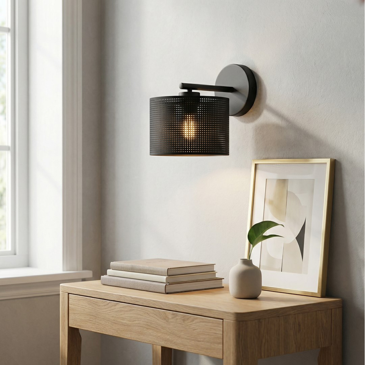Lampada da parete LUX in acciaio nero opaco