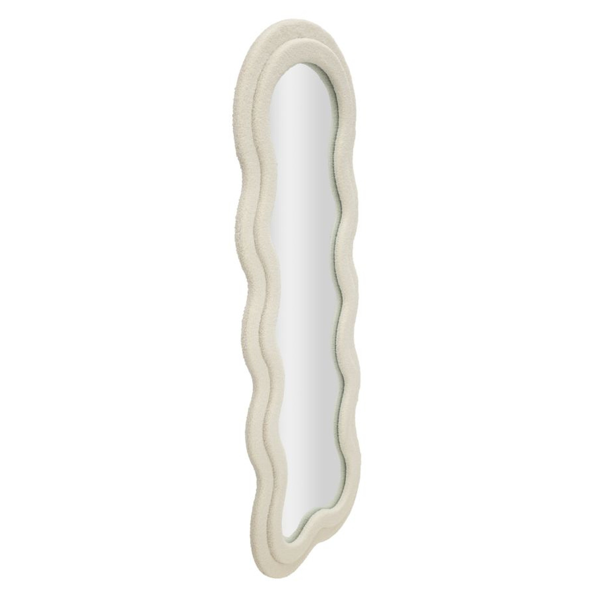 Specchio da parete Teddy wavy in bouclé crema 67x166 cm