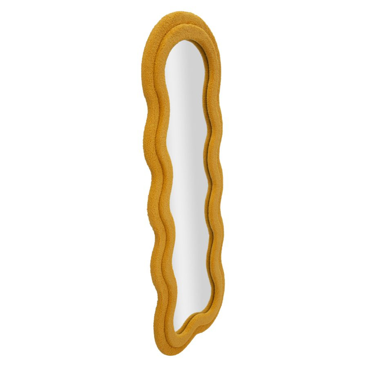 Specchio da parete Teddy wavy in bouclé senape 67x166 cm