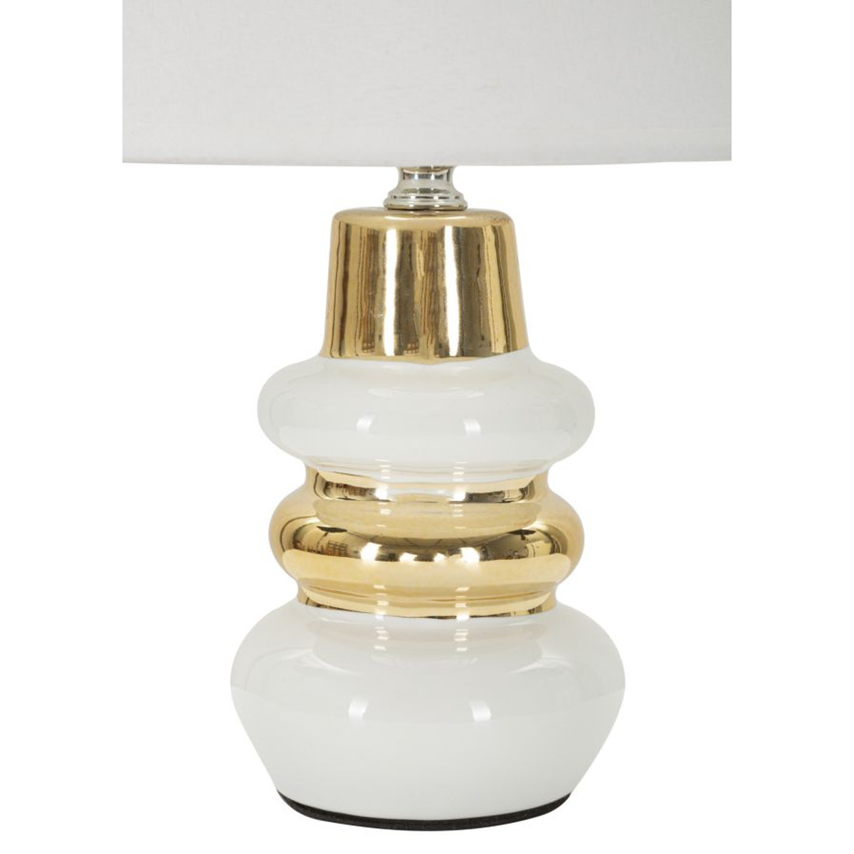 Lampada da tavolo Liara Bianca e Oro in ceramica con paralume in tessuto — Ø 23×32 cm