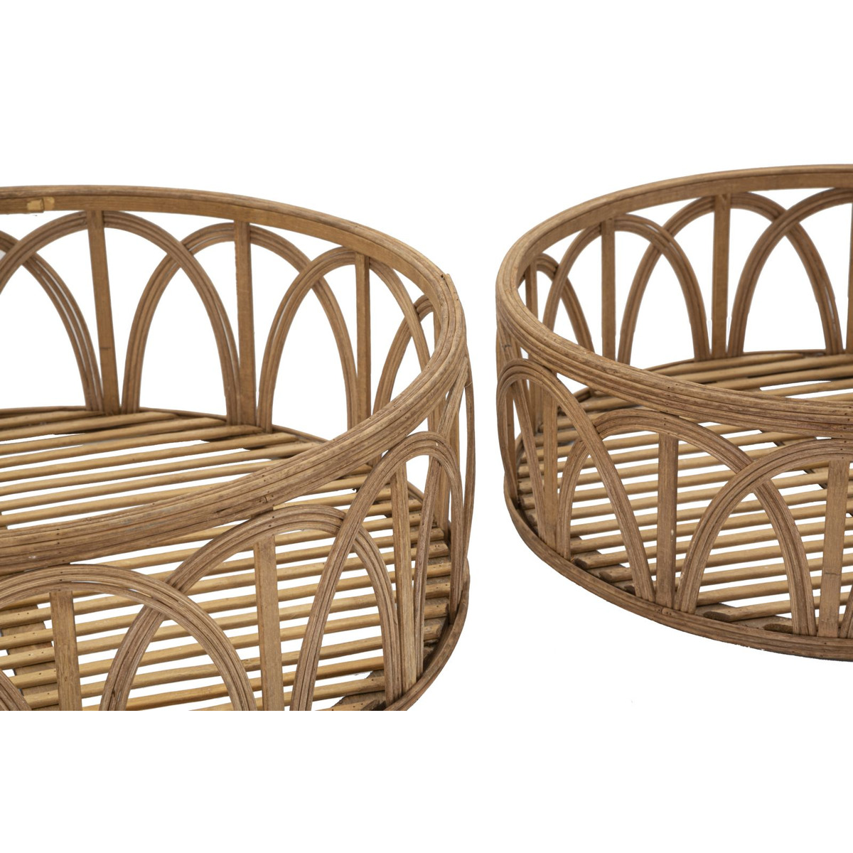 Set 3 vassoi Fuji in rattan naturale — Ø 50x16, Ø 40x14, Ø 30x12 cm