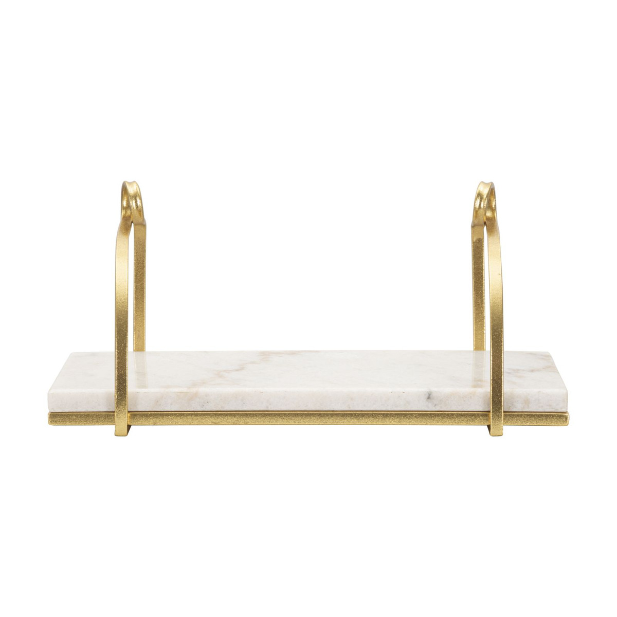Mensola da muro Marble in ferro dorato e marmo bianco — 40x16x18 cm
