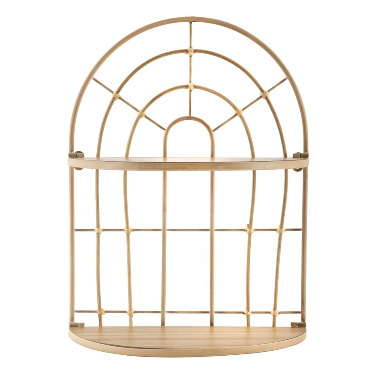 Mensola doppia Arch in ferro e rattan — 34,5x18x45,5 cm