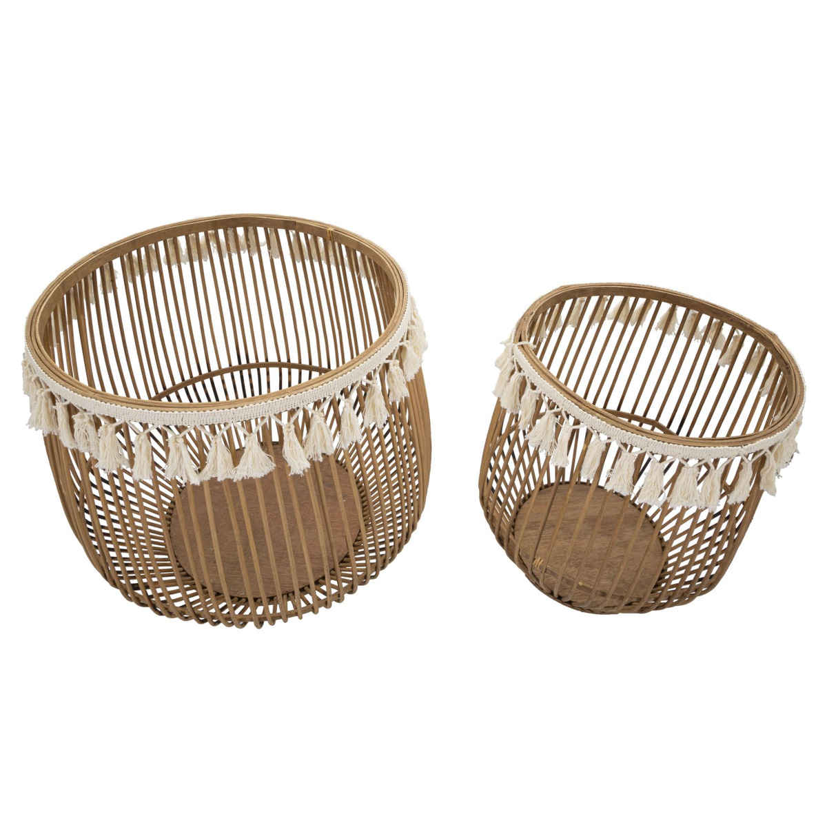 Cestoni Fuji in rattan naturale — coppia Ø 47x39,5 e Ø 34x36,5 cm