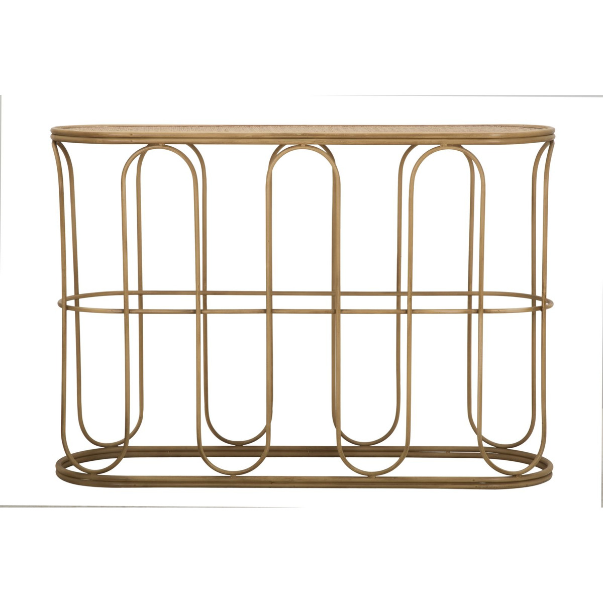 Console Samui in ferro e rattan naturale — 110x32x77 cm