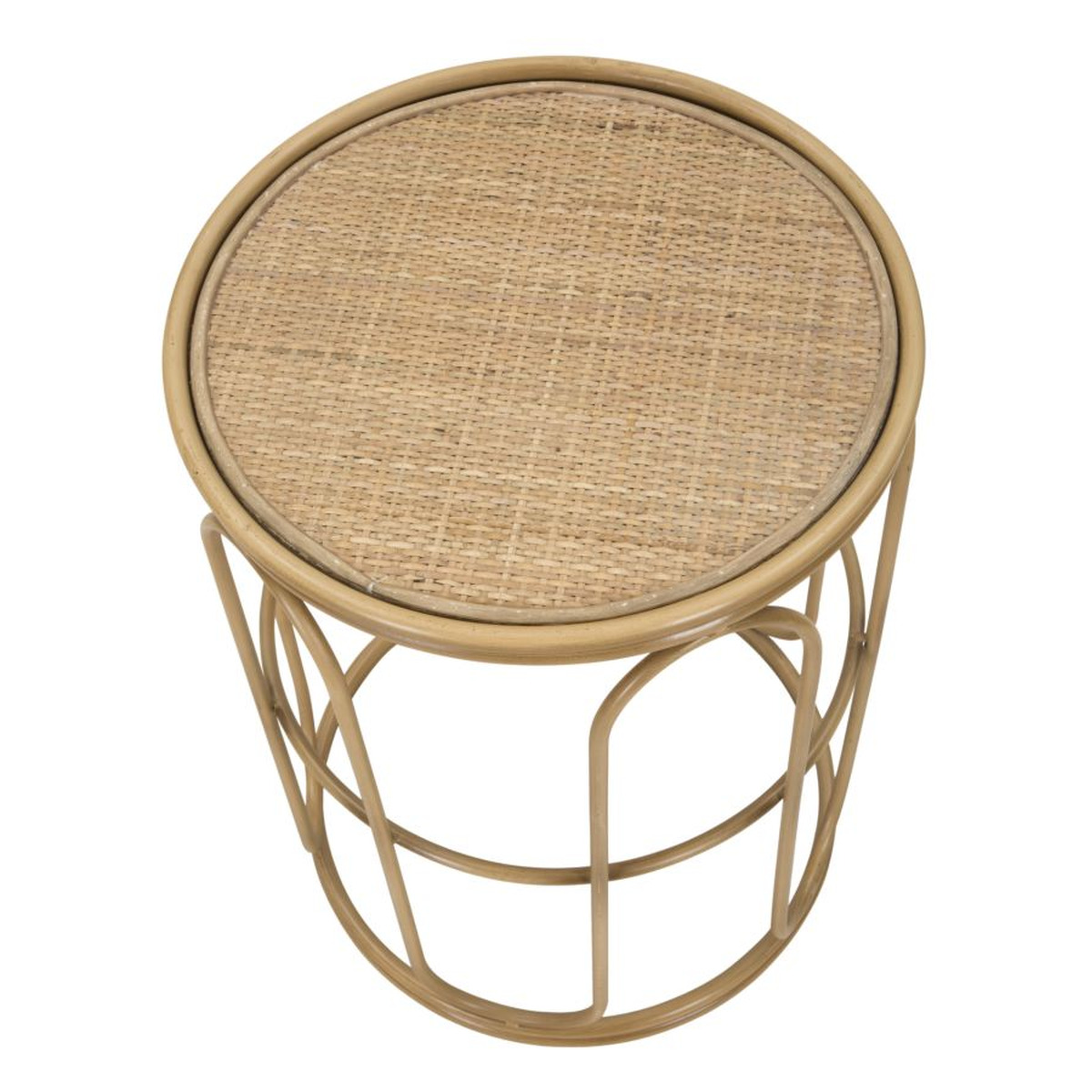 Tavolino rotondo Samui in ferro e rattan — Ø 40x55 cm
