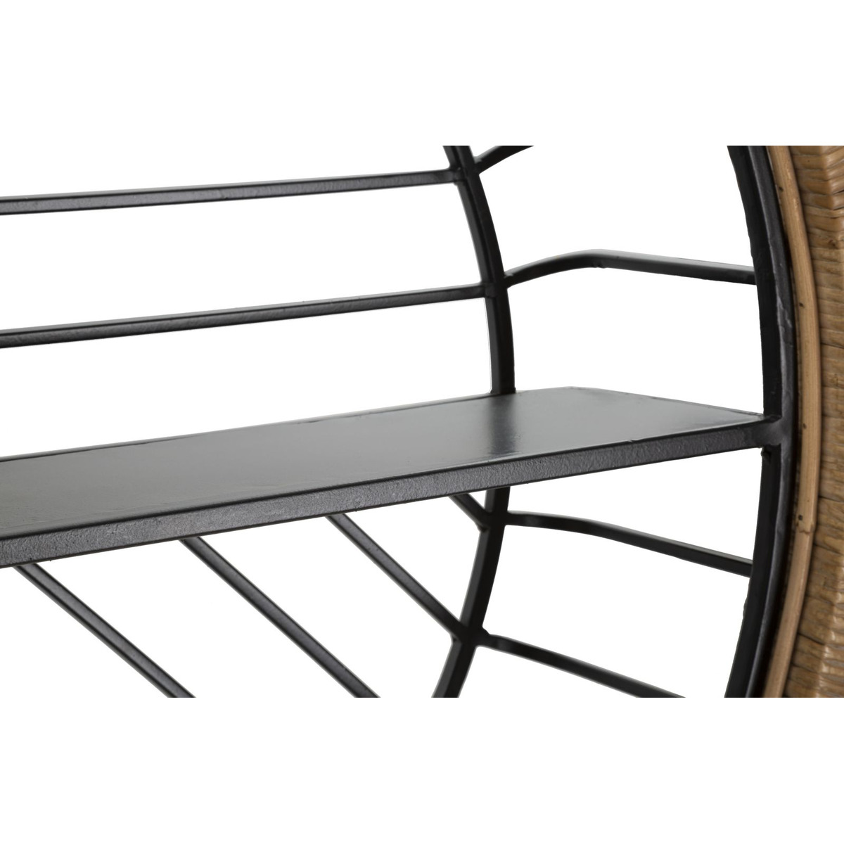 Mensola da muro Cebu a 2 ripiani in ferro e rattan — 72,5x18x65 cm