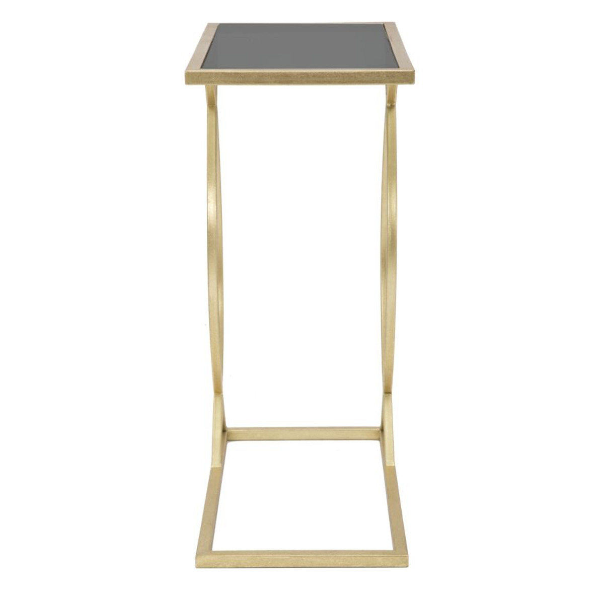 Tavolino da divano Glam in ferro oro e vetro nero 45,5x25,5x60 cm